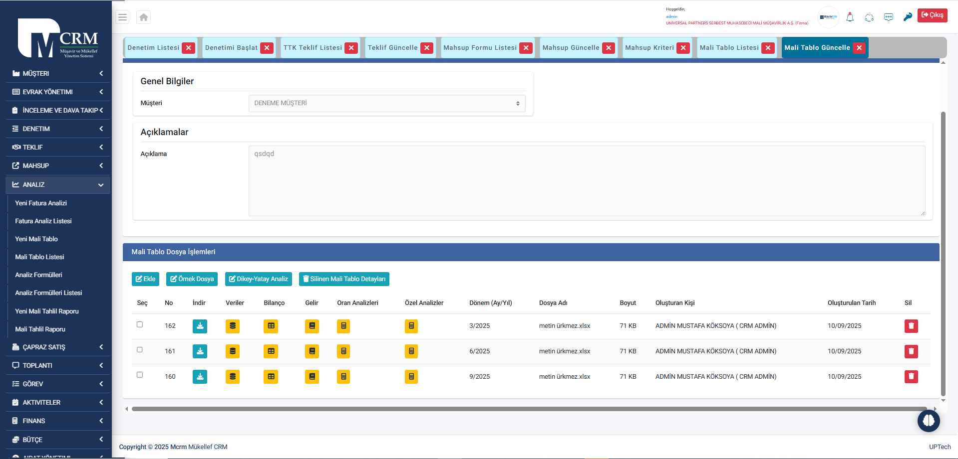 Mali Tablo  Analizleri